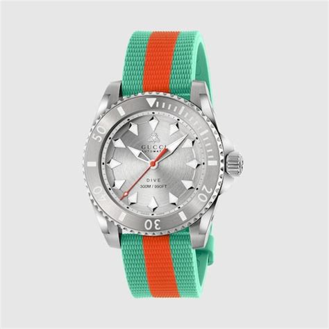 gucci house web stripe center dial white band|Gucci Dive watch, 40mm in Undefined Rubber .